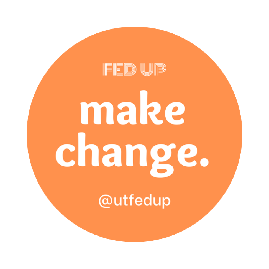 Orange and white, FED UP logo