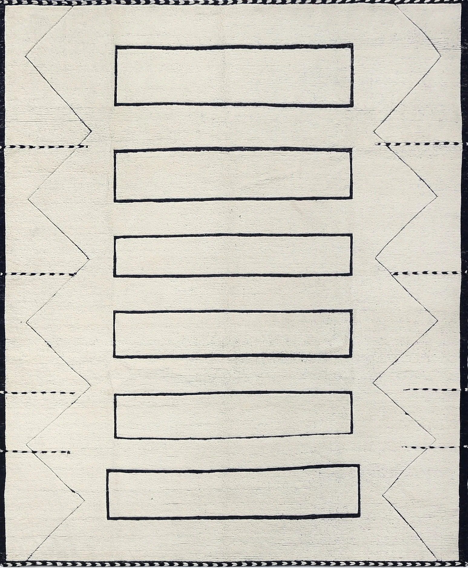 A hand-knotted Moroccan style 8x10 modern wool rug.