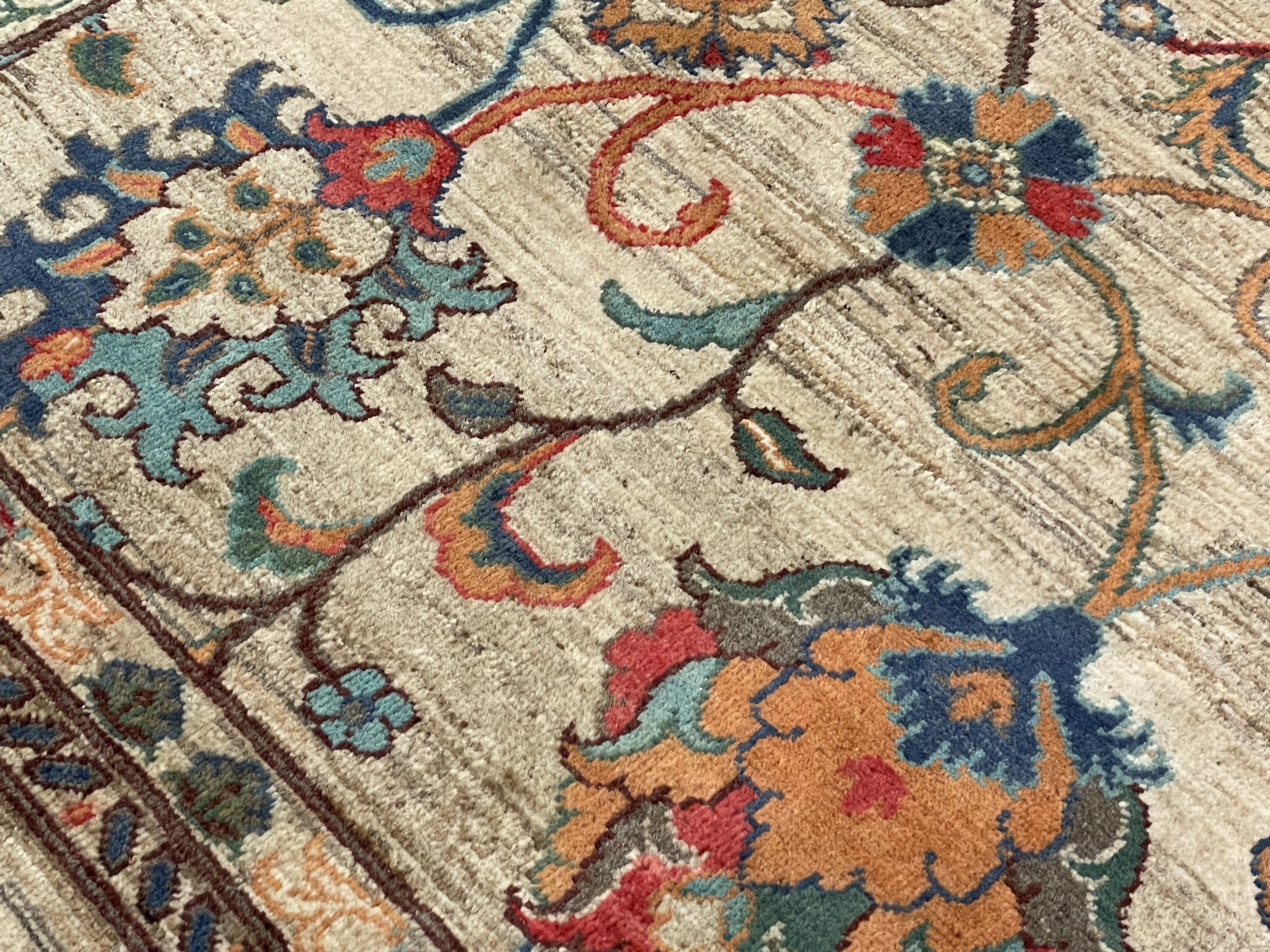 a handmade afghan rug showing abrash