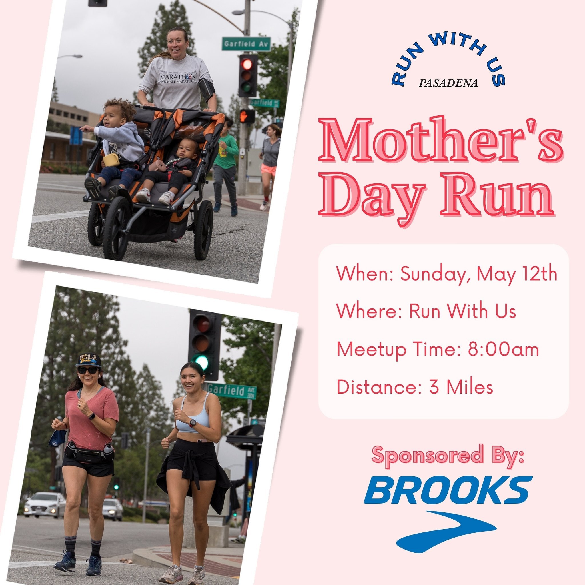 Join us on Sunday, May 12th for a special Mother&rsquo;s Day morning event. More details to come but we promise this will be a fun morning filled with food 🥯, drinks 🥂, and great raffles 🎟️! 

More info to come soon! 

#runwithuspasadena #mothersd