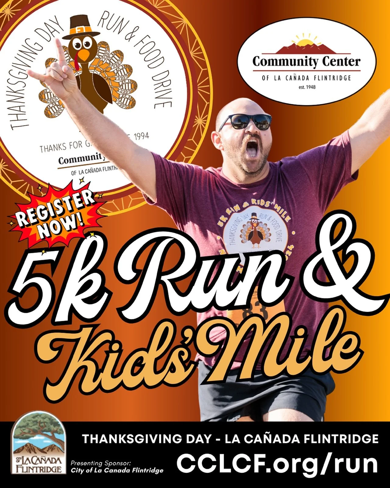 Looking to kick off your Thanksgiving with a Turkey Trot?! Check out the La Ca&ntilde;ada Flintridge&rsquo;s Thanksgiving Day 5k!! 

Fore more info and to register visit the calendar section of our website. You can also find all of our upcoming event