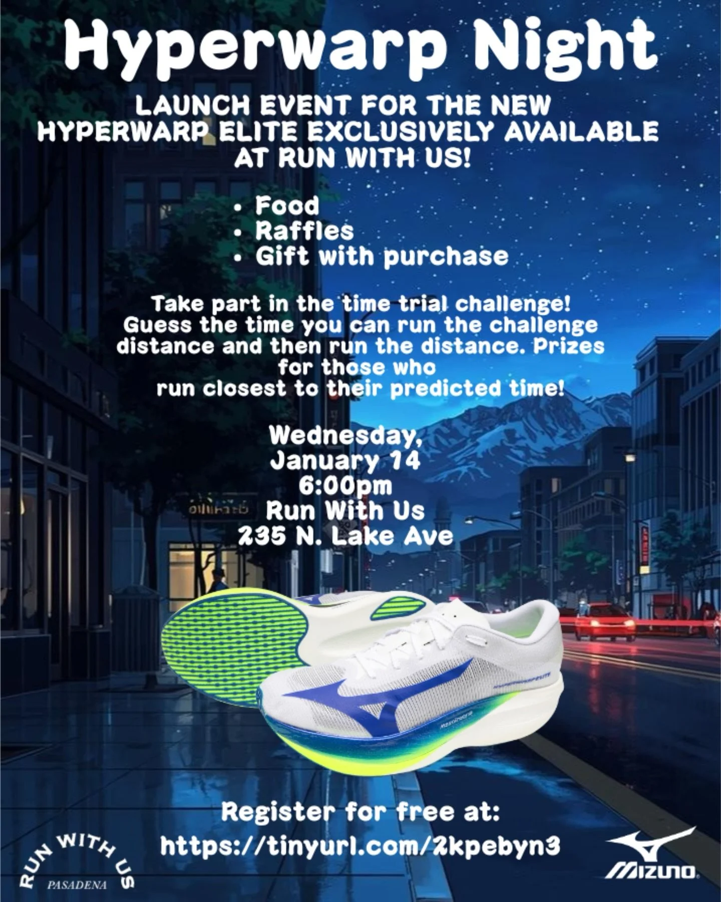 🚀Mizuno Hyperwarp Night at Run With Us | We&rsquo;re excited to host the exclusive launch of Mizuno&rsquo;s next-generation racing shoe, the Hyperwarp Elite &mdash; exclusively at Run With Us.

👟 Demo the shoe
⏱️ Take part in the Time Trial Challen