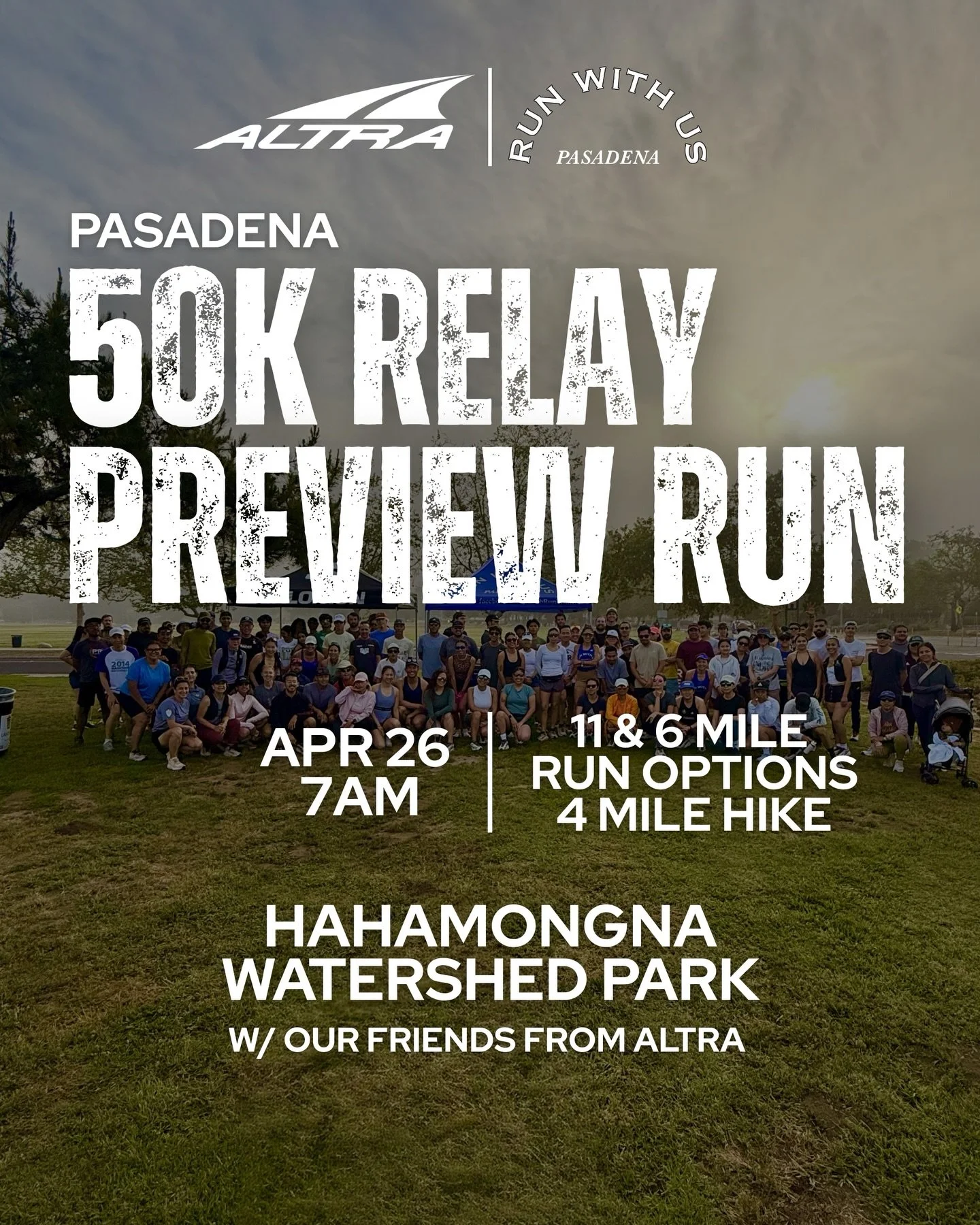 Join us THIS Sunday as we head over to Hahamongna Watershed Park for a fun trail run with our friends from Altra! We will have a few routes available with one of them being a preview of the Pasadena 50k Relay Course. 

We will have a longer option th