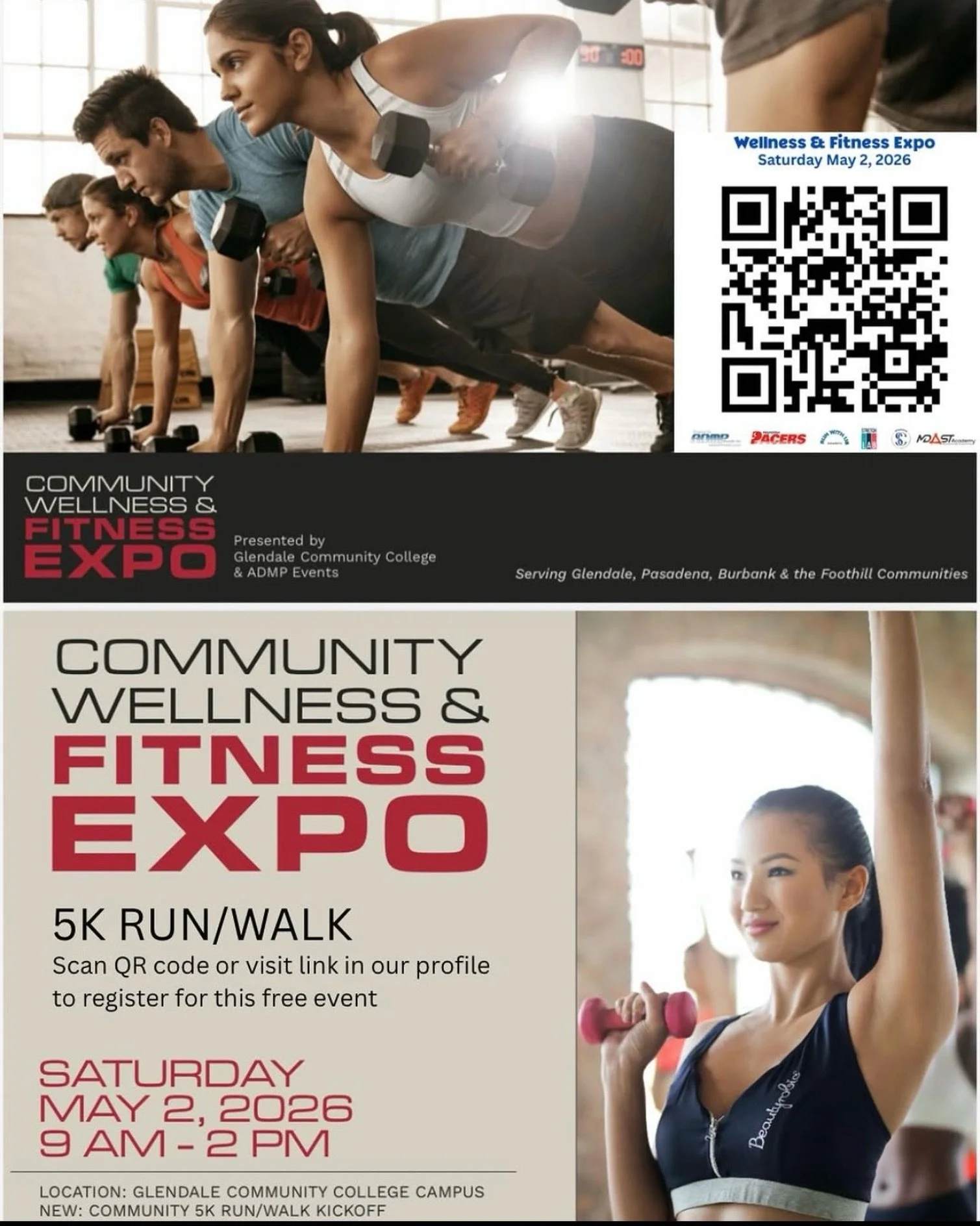 Join us this upcoming weekend at the upcoming Community Wellness &amp; Fitness Expo + 5K Run/Walk 2026 happening on Saturday, May 2 at Glendale Community College.

The morning kicks off with a 5K, followed by fitness classes including yoga flow, sals