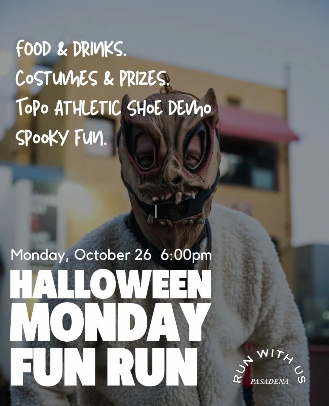 Halloween Monday Fun Run 🎃 | Join us TONIGHT for our Halloween Edition Monday Fun Run. Come run or walk with us in costume, then stick around for food, drinks, and prizes for the best costumes 👻

Our friends from Topo Athletic will be here with the