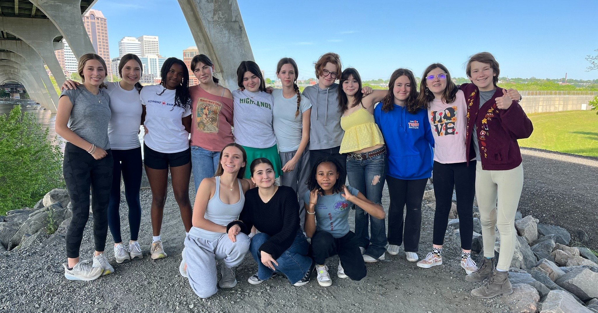It was a picture-perfect day for an 8th grade PE hike across the Potterfield Bridge and along the floodwall walk on the south side of the James River.