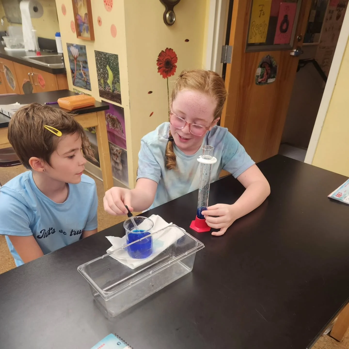Hands-on learning opportunities get our students feeling confident and excited about their learning! 🧪⚖️ The girls loved putting their measuring skills to the test with scales and graduated cylinders in Ms. Brookman's science class today. Making tim