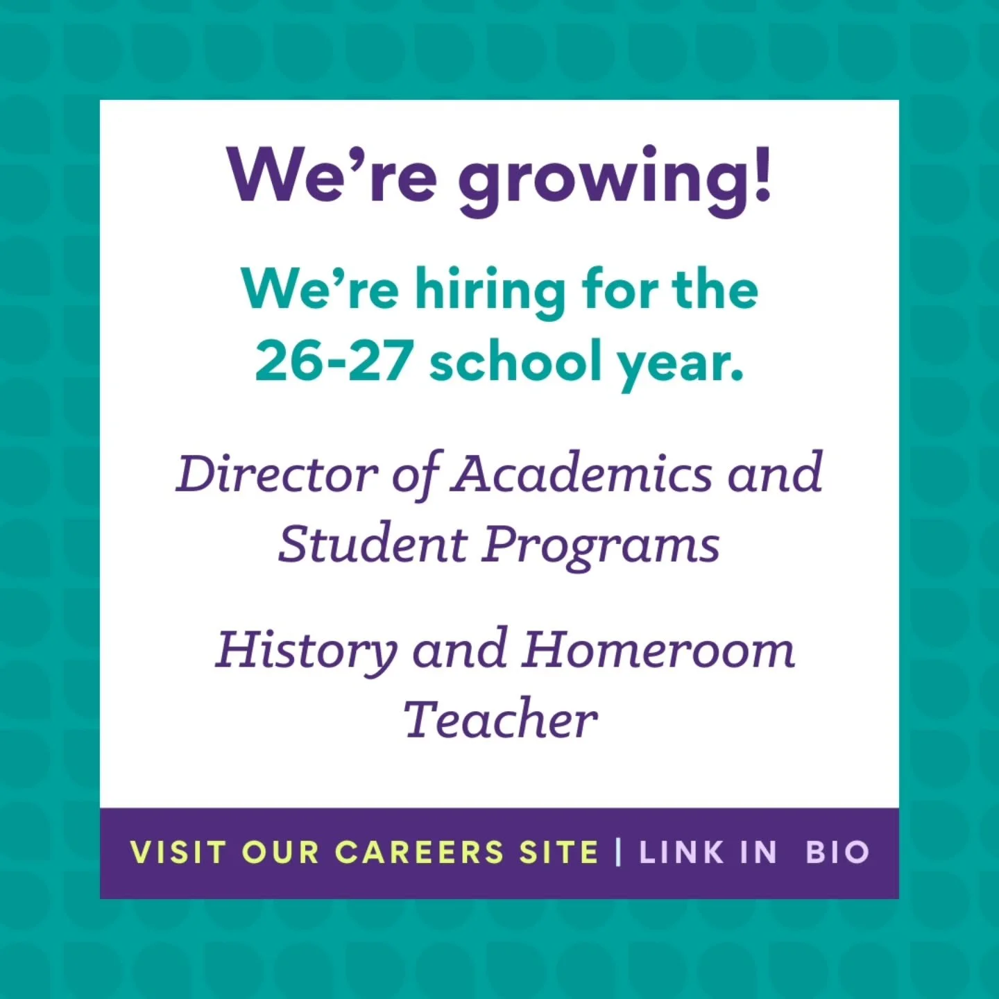 OHMS is growing! 💫
We&rsquo;re hiring exceptional educators for the 2026&ndash;2027 school year&mdash;people who love working with middle school girls and believe in joyful, engaging learning. Interested in applying or know someone who would be a gr