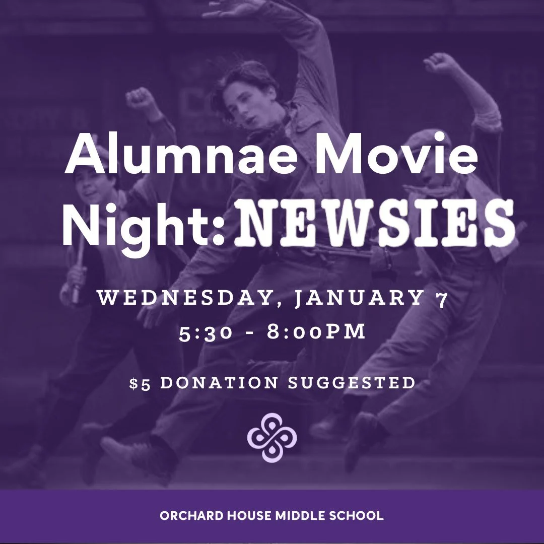 🎥🚨Hey Alumnae - Get ready for a night of Orchard House nostalgia! One of Mr. Hollander&rsquo;s most beloved traditions was the annual 8th-grade viewing of the 1992 Disney classic Newsies, and now we&rsquo;re bringing it back on Wed, January 7 at 5: