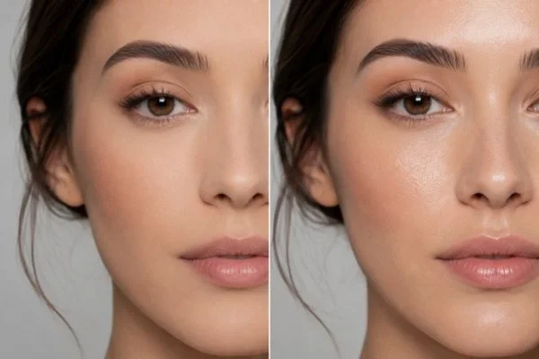 Matte versus dewy finish on same face