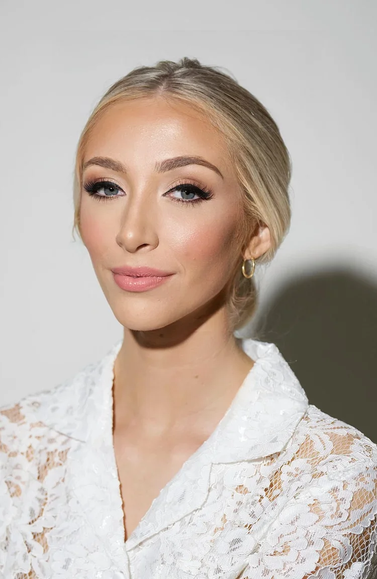 Soft bridal hair and makeup for wedding day