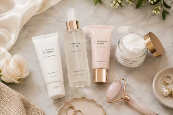 Bridal skin prep products for wedding makeup
