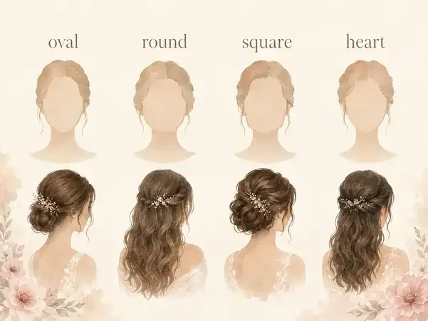 Face shape guide for choosing timeless wedding hairstyles for brides