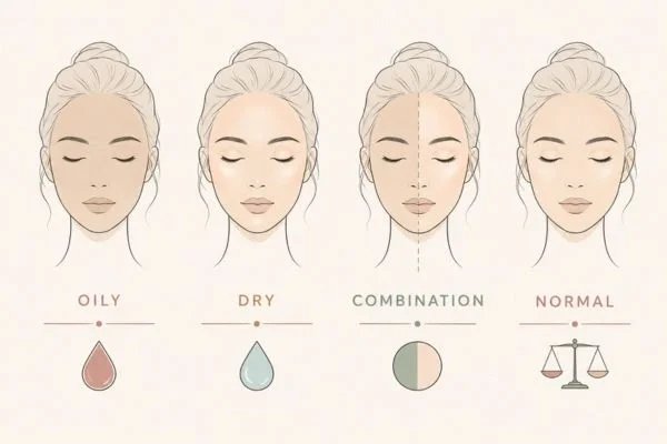 Skin type chart for wedding makeup finishes