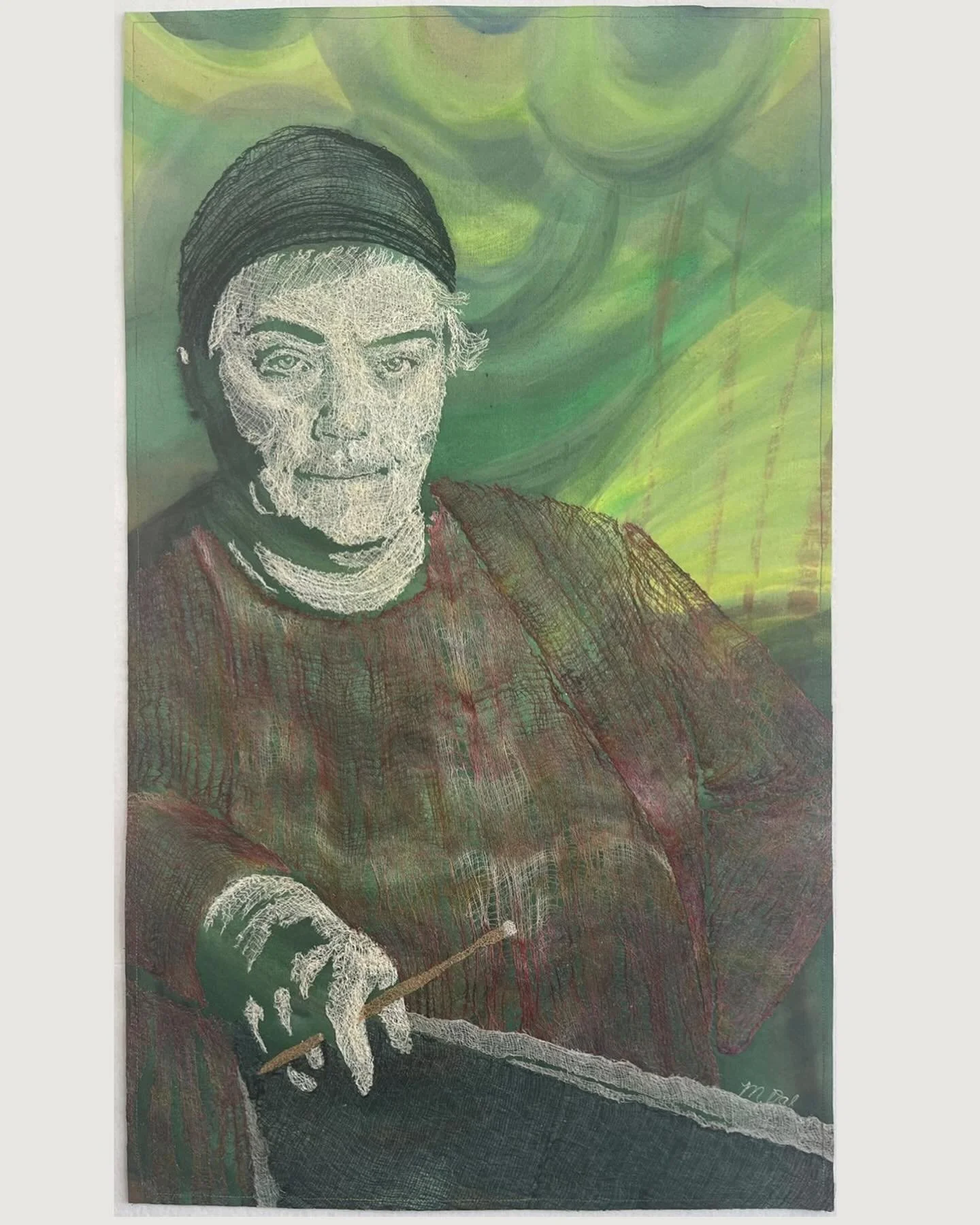 SOLD - &ldquo;Emily&rdquo; - my textile portrait of Emily Carr (34x20in) that was in the Current Threads exhibition in Duncan in June. Many thanks to the gallery staff at the Cowichan Valley Arts Council and the VISDA show organizers, Michelle Sirois