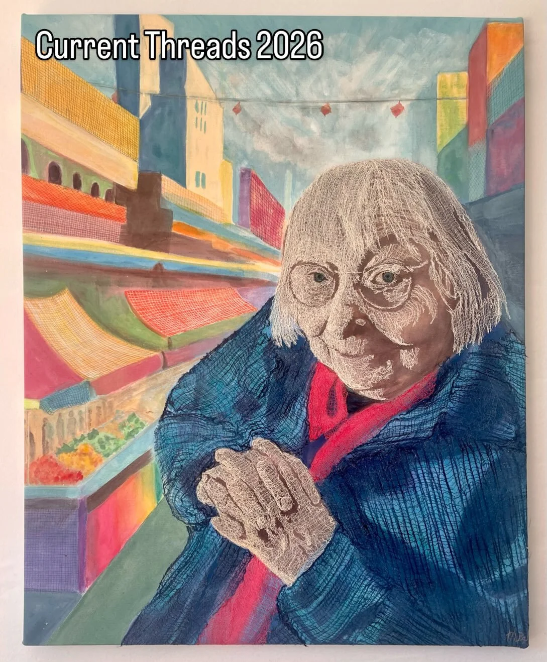 Walking with Jane is my portrait of Jane Jacobs, to be exhibited this summer with works by other Surface Design Association members in the British Columbia and Yukon region. This travelling exhibit will be on display first at the main gallery in the 