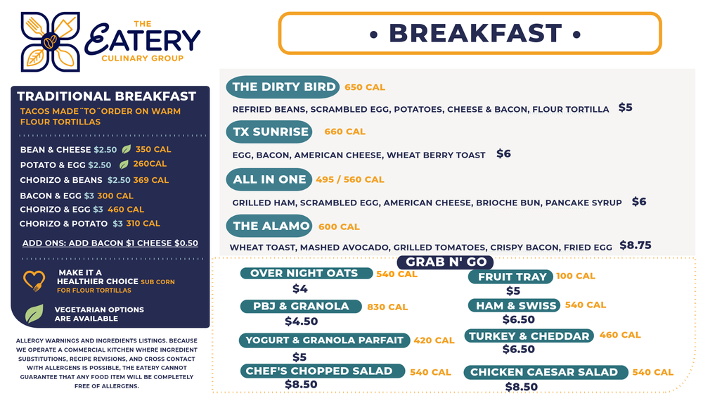Food Utsa Map Menus — The Eatery