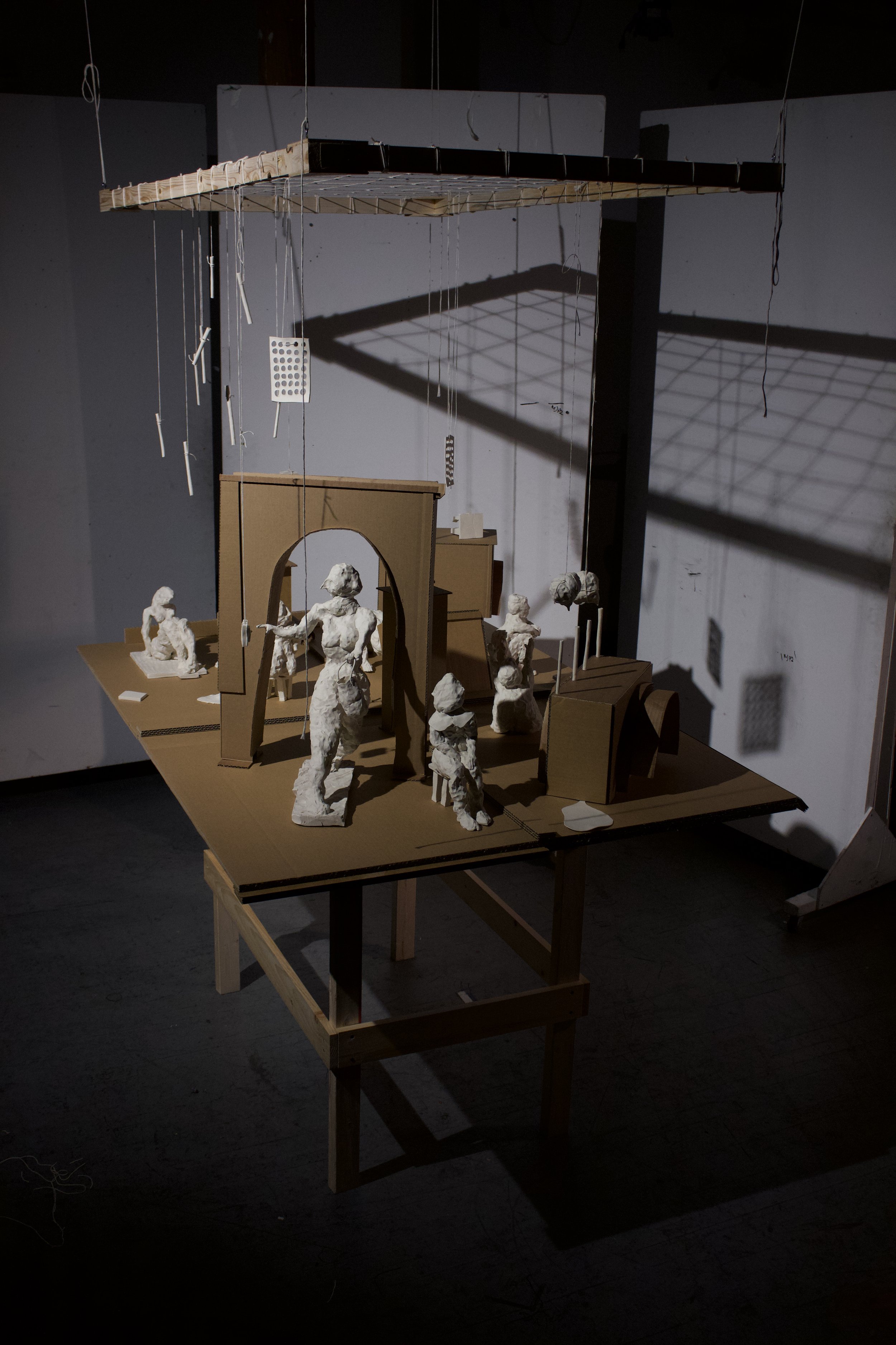 1, 2, 3, 4 ... | Porcelain, cardboard, string, wood | 90x68x50” | 2023
