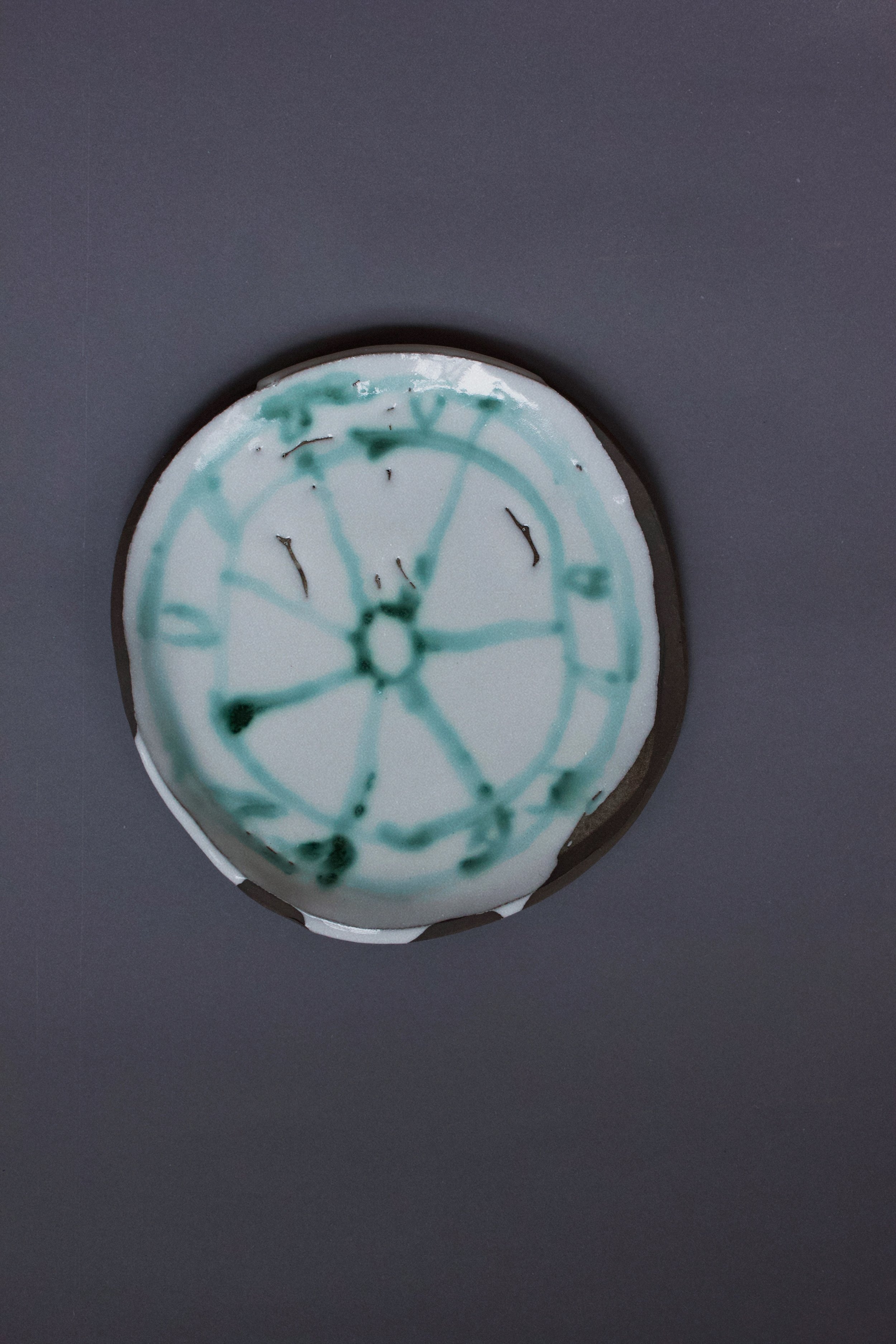 blurry plate with green lines