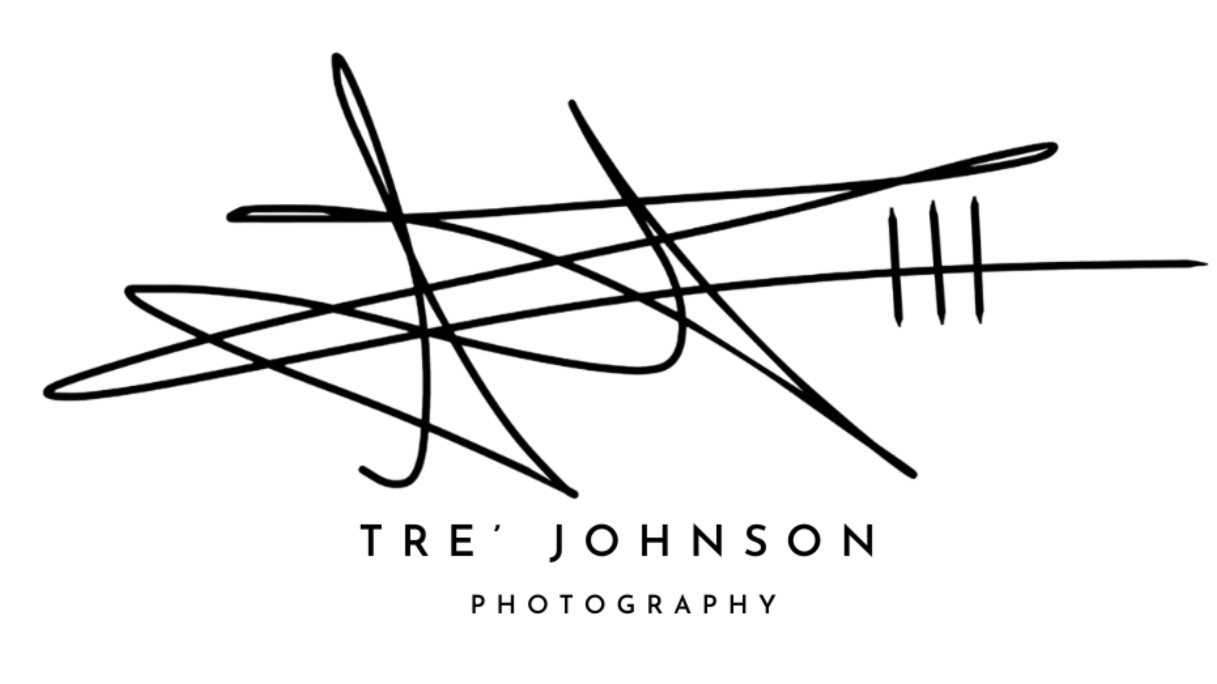 Black abstract doodle with multiple intersecting and looping lines on a white background.