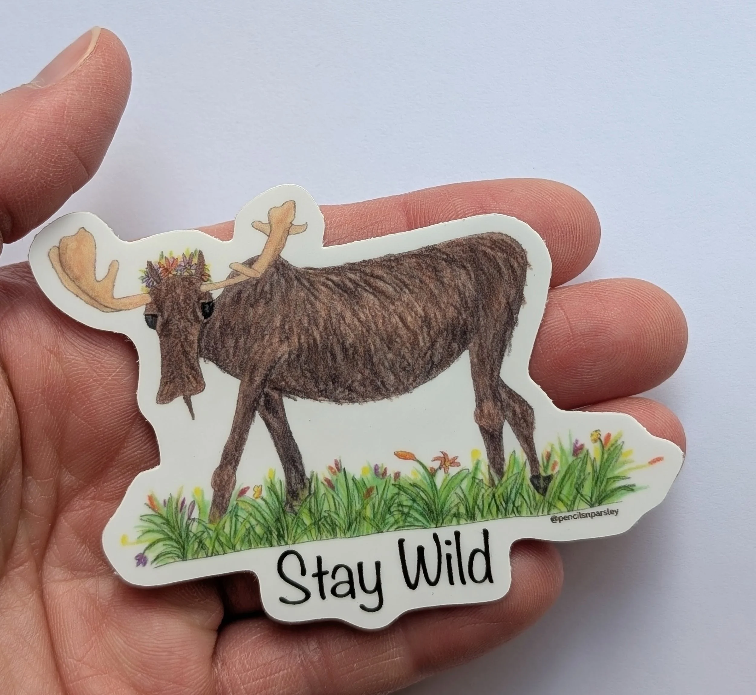 "Stay Wild" Moose Vinyl Sticker