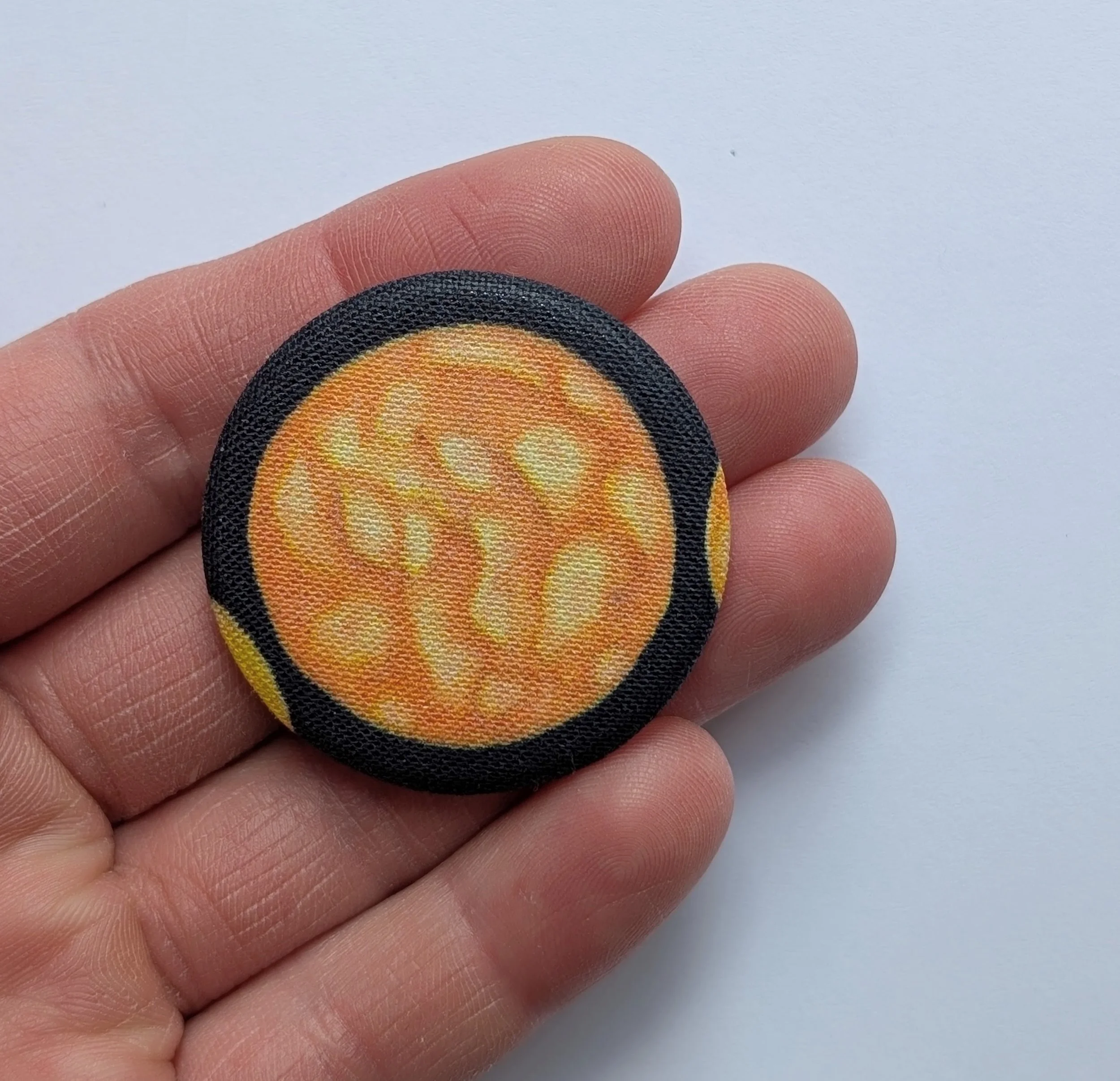 Full Moon Fabric Covered Pin Backed Button