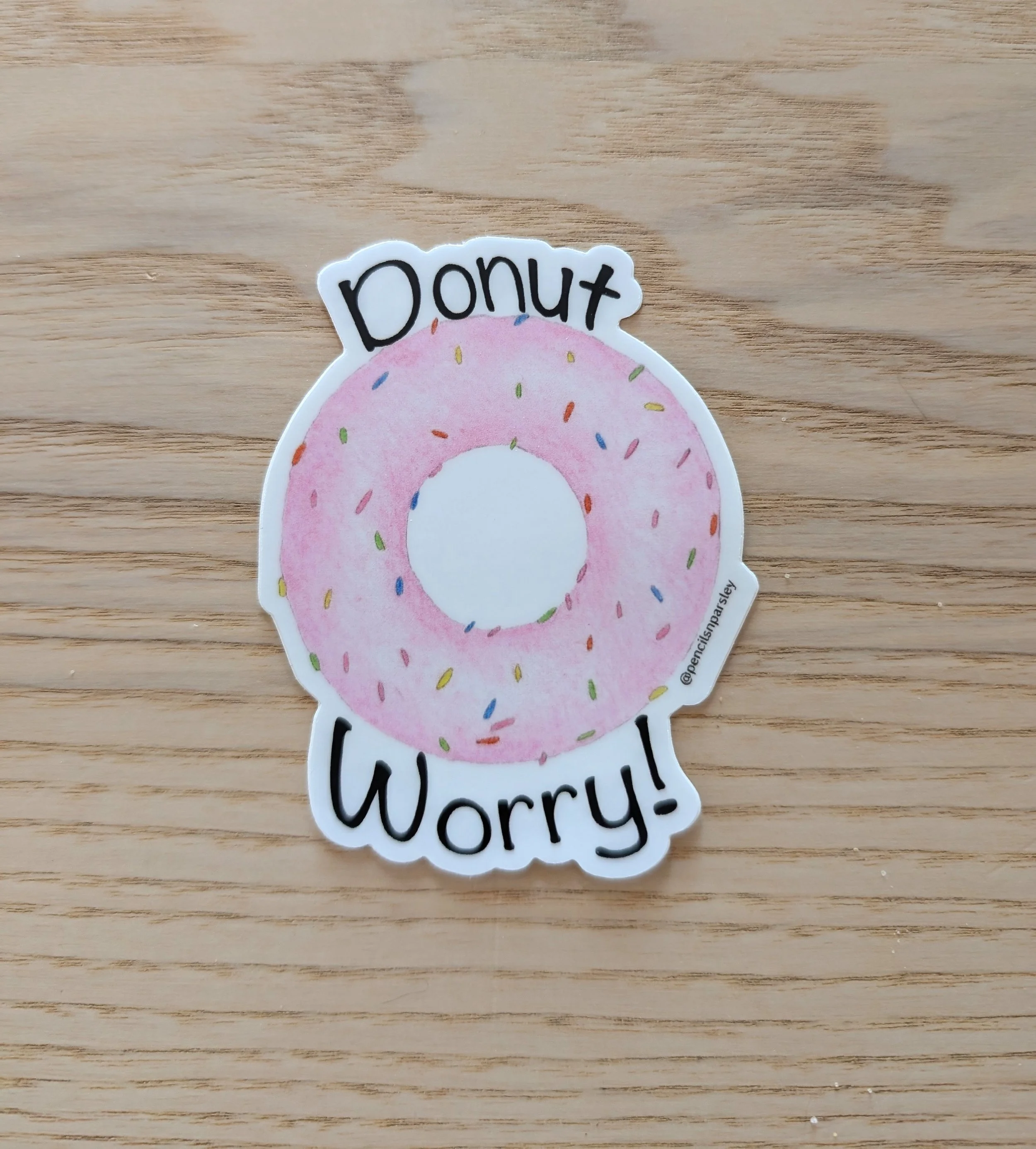 "Donut Worry!" Sprinkle Donut Vinyl Sticker
