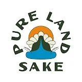 Logo with stylized mountain, sun, and water, featuring the words 'Pure Land Sake' around it.