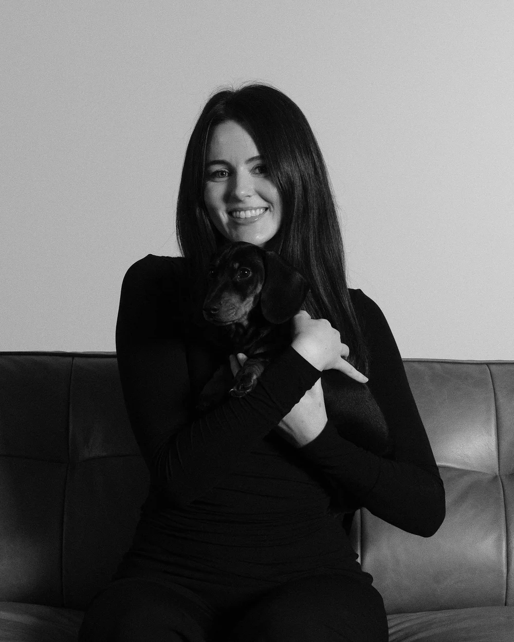 Scarlet Laurent with the office dog