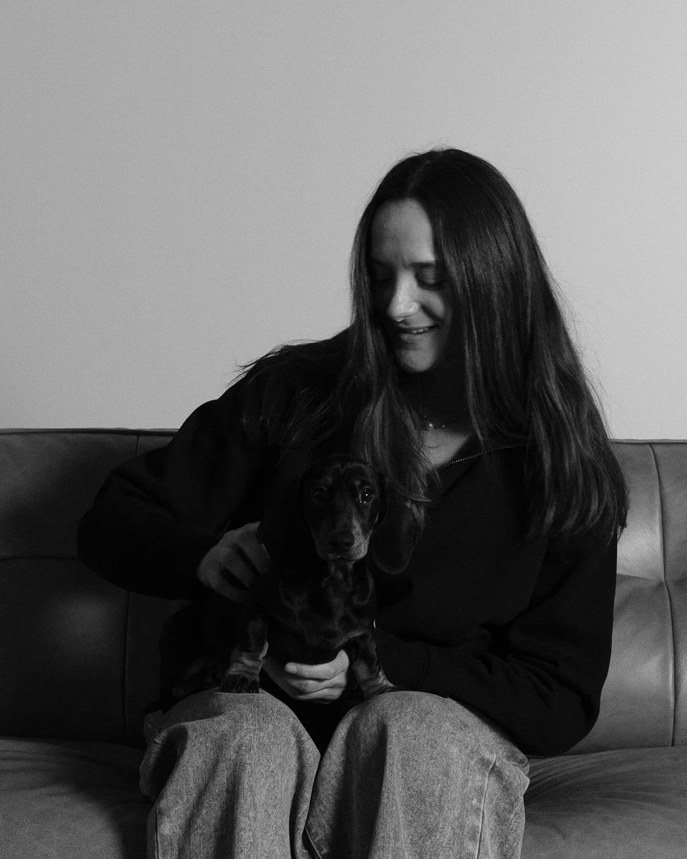 Agustina with the office dog