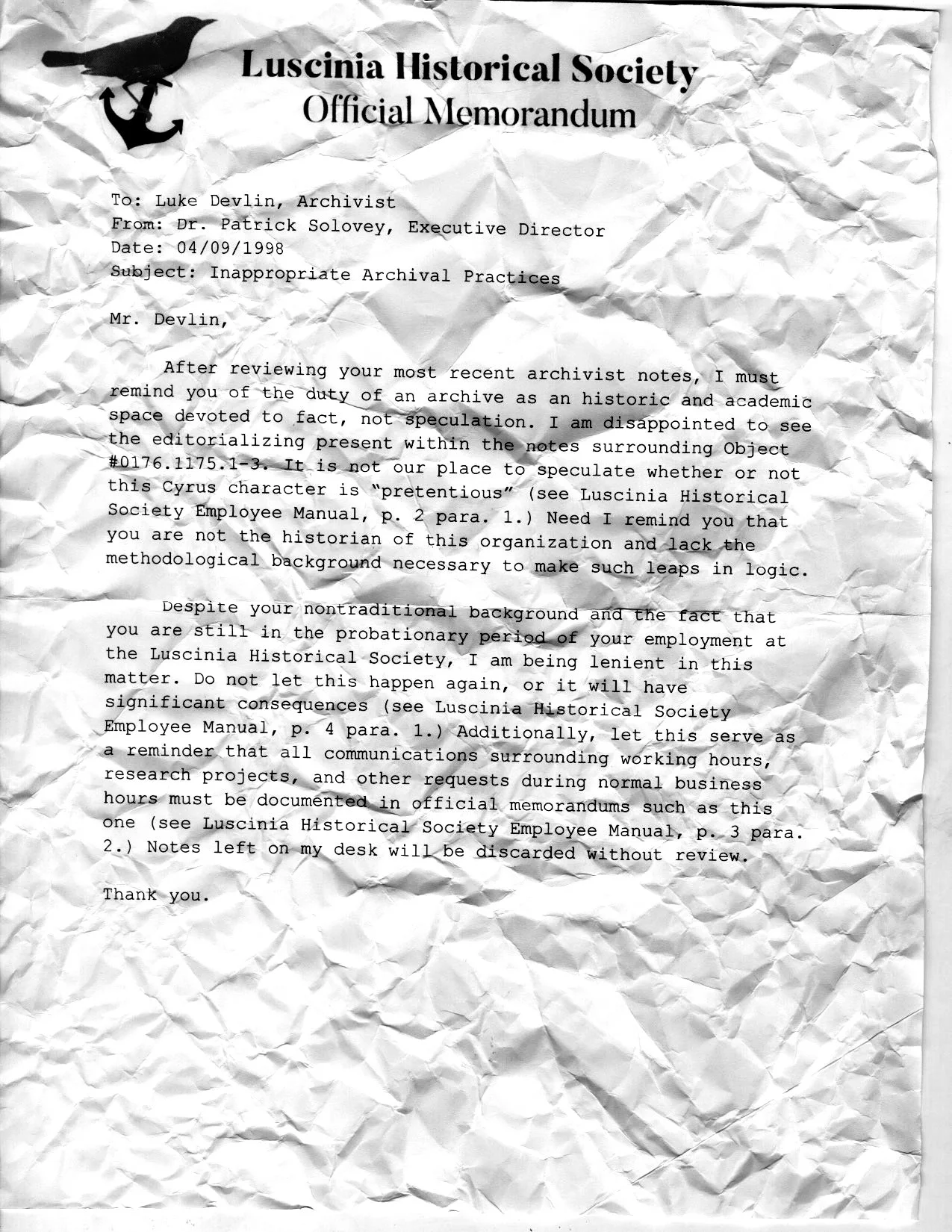 Object #AZ.ME98.1 (copy). Original object kept in offsite storage, photocopy made 2025