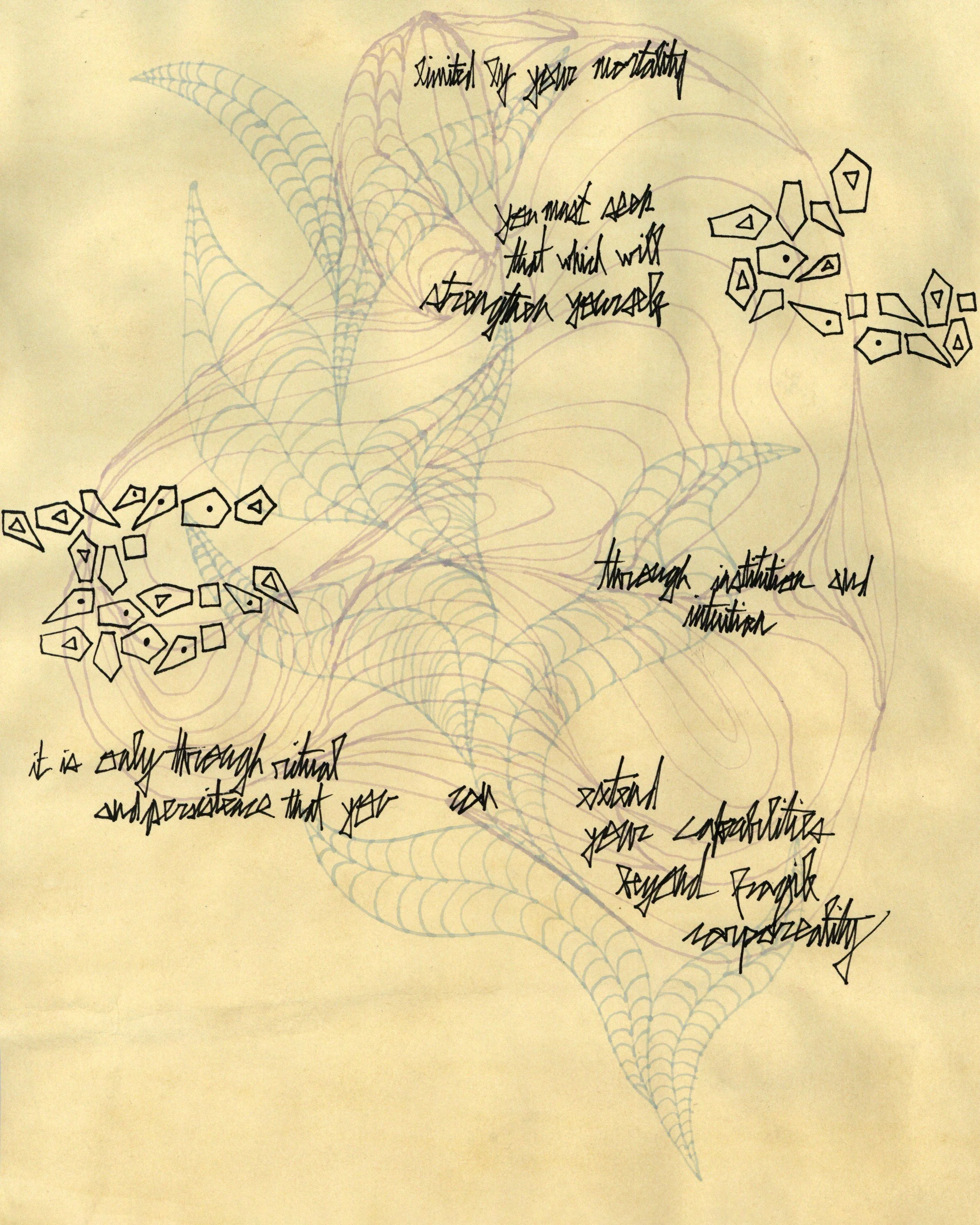 Automatic drawing, object #AZ1084.P3.2. C. 1885-95, 8 x 10 in. Watercolor and ink on paper.