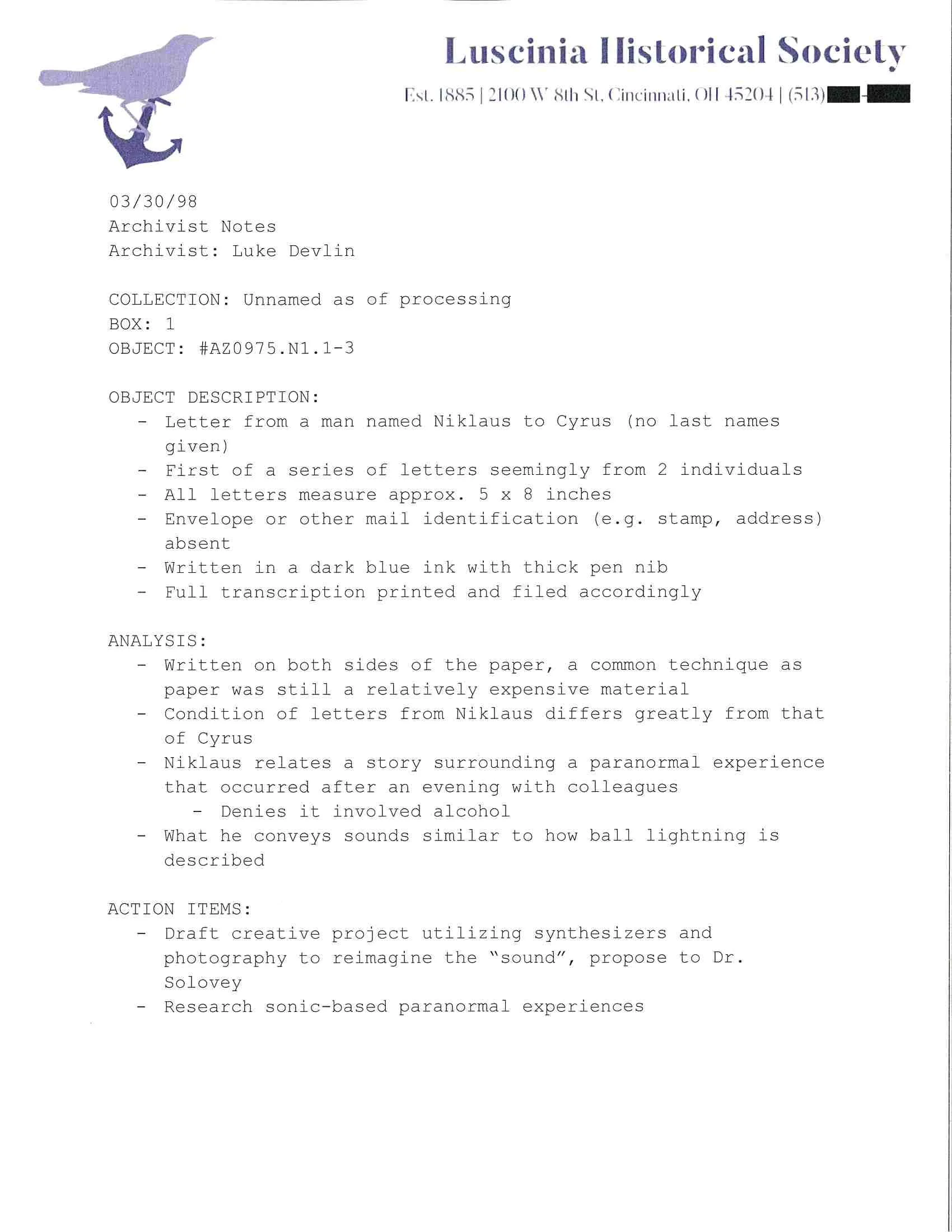 Object #AZ.LD98.AN1.2 (copy). Original object kept in offsite storage, color photocopy made 2025. 