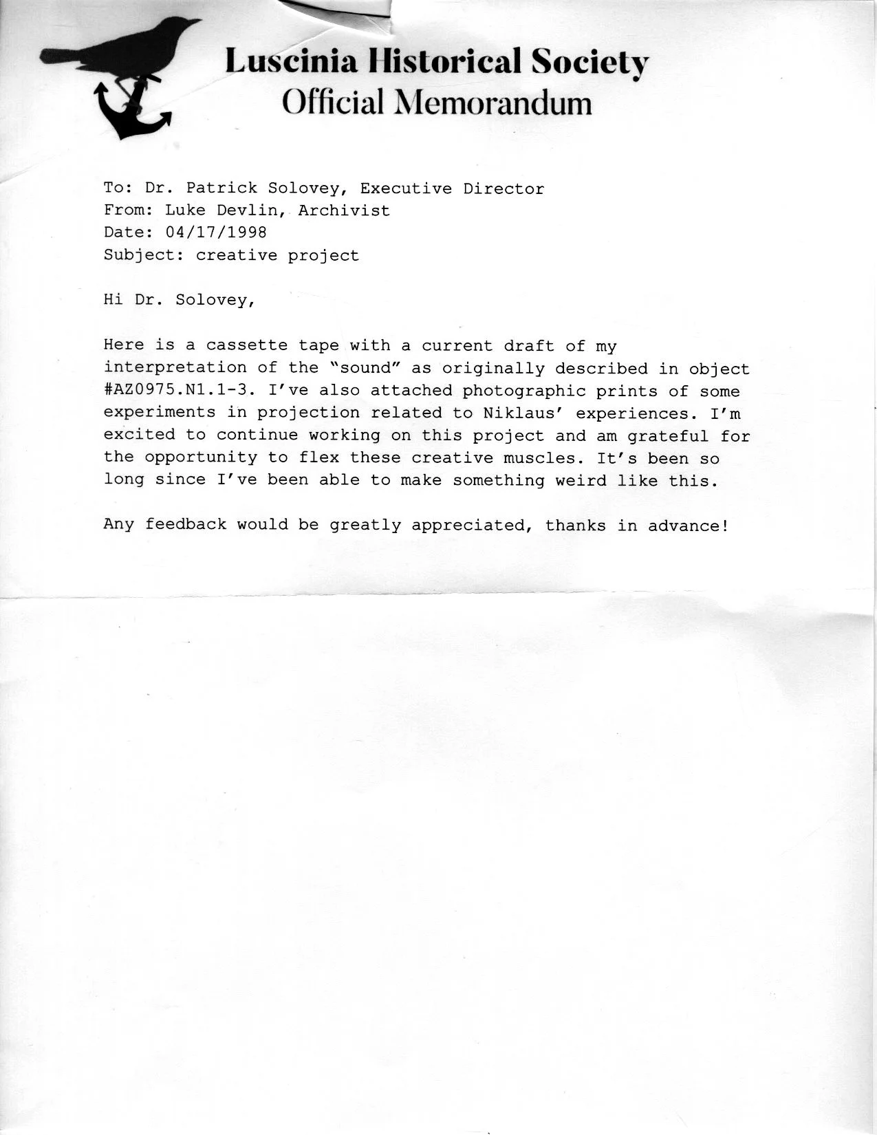 Object #AZ.ME98.2 (copy). Original object kept in offsite storage, photocopy made 2025