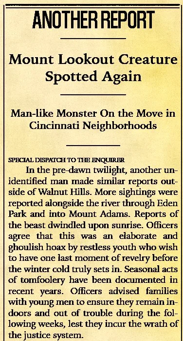 Object #AZ.CE.1874.1
Newspaper clipping from morning edition of Cincinnati Enquirer, Dec 11, 1875.