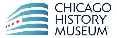 Logo of the Chicago History Museum with stylized blue stripes and five red stars