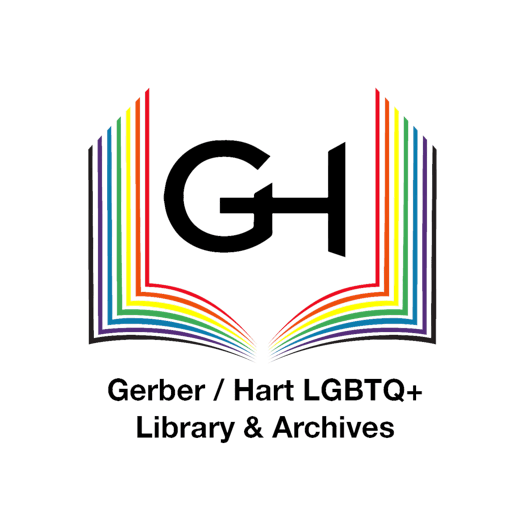 Logo of Gerber / Hart LGBTQ+ Library & Archives with an open book in rainbow colors and the initials G and H above it.