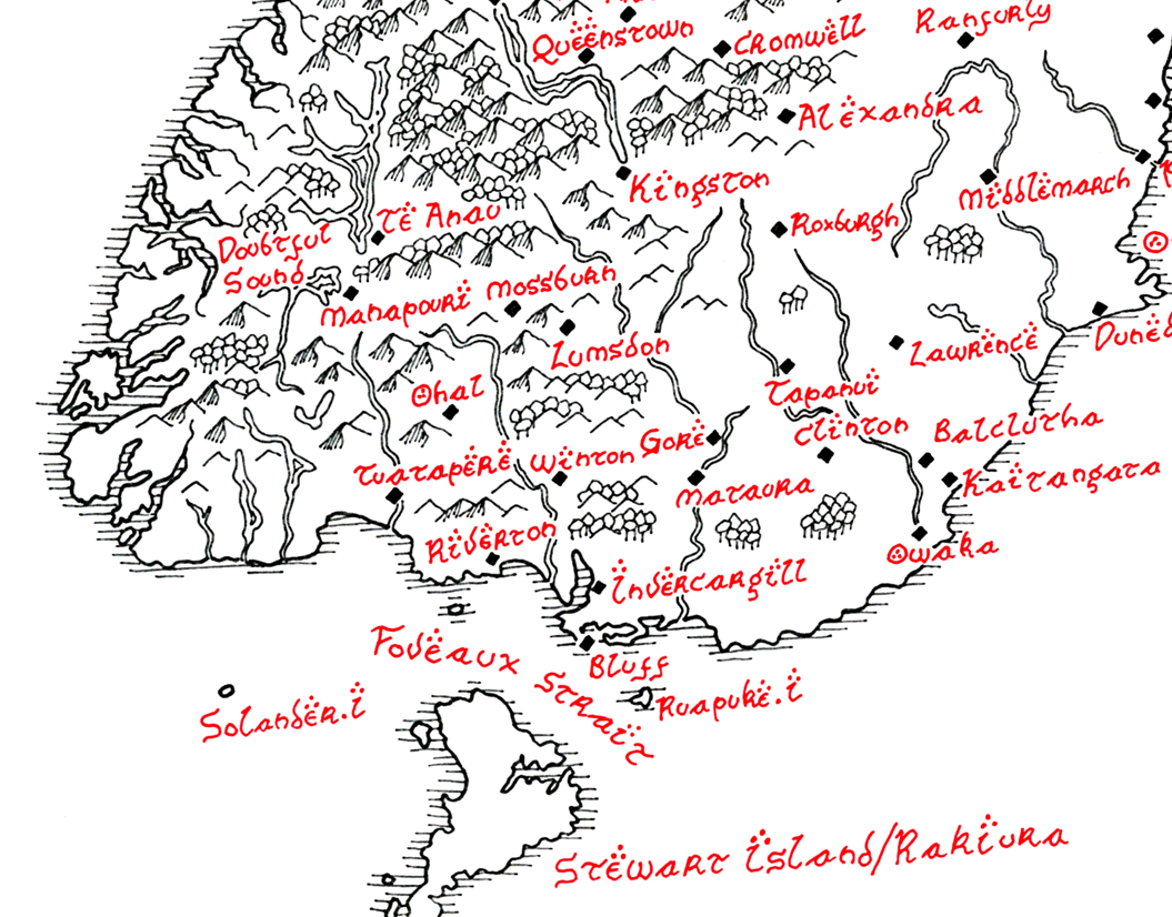 Tolkien Map of South Island of New Zealand