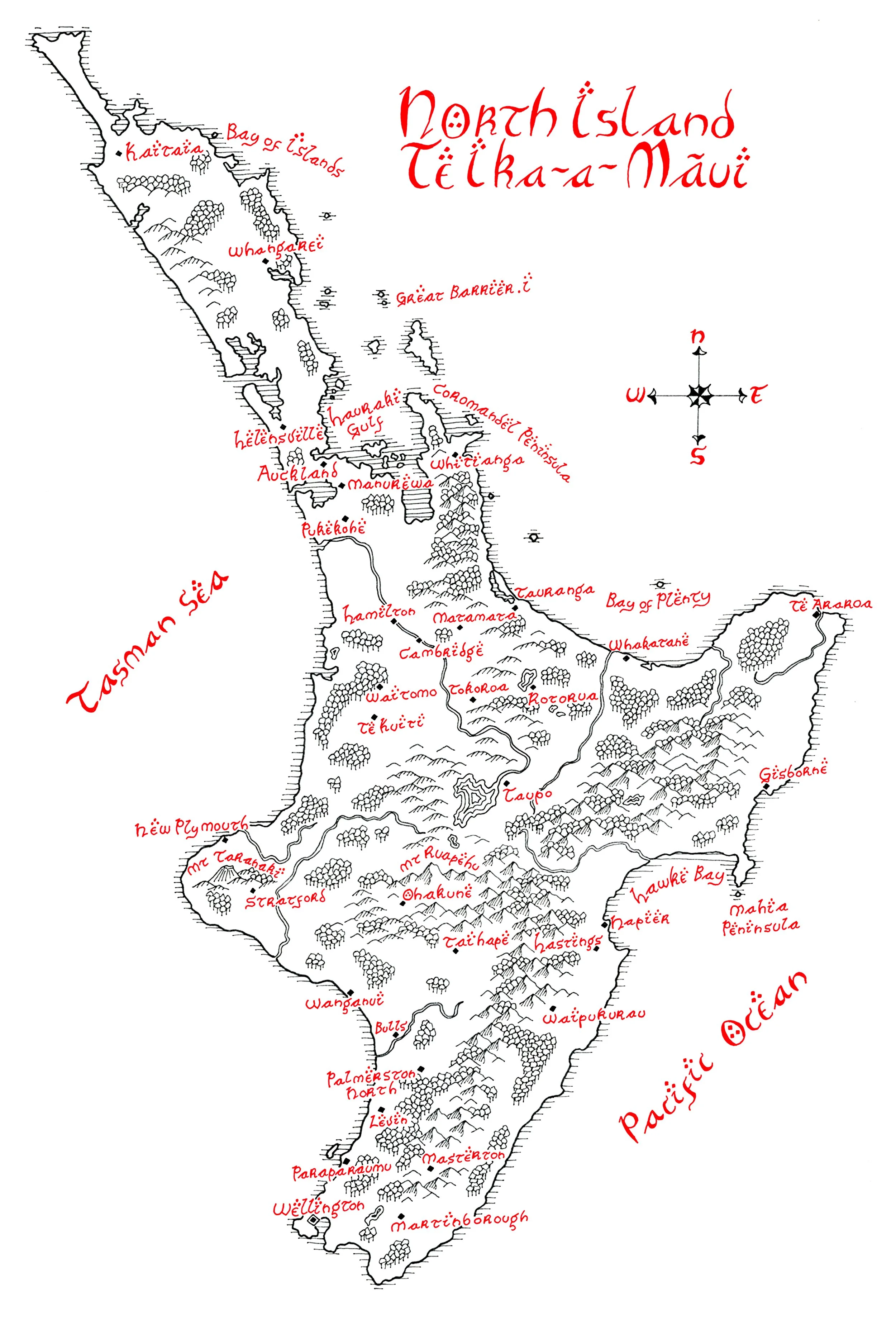 Map of South Island of New Zealand