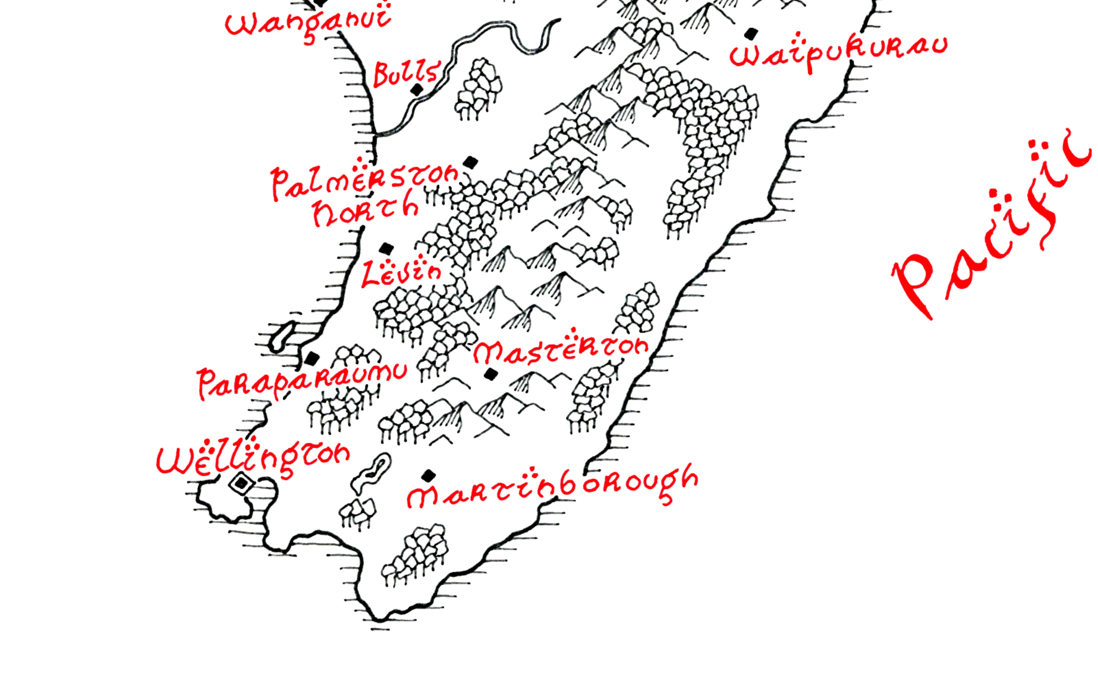 Map of South Island of New Zealand