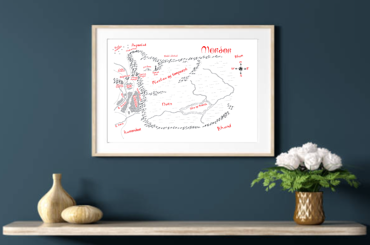 Hand drawn map of Mordor