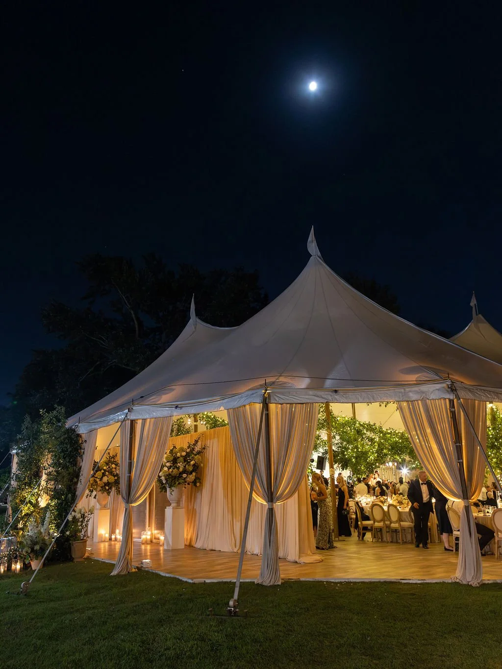 Luxury wedding tent for a video from Chicago's Northshore