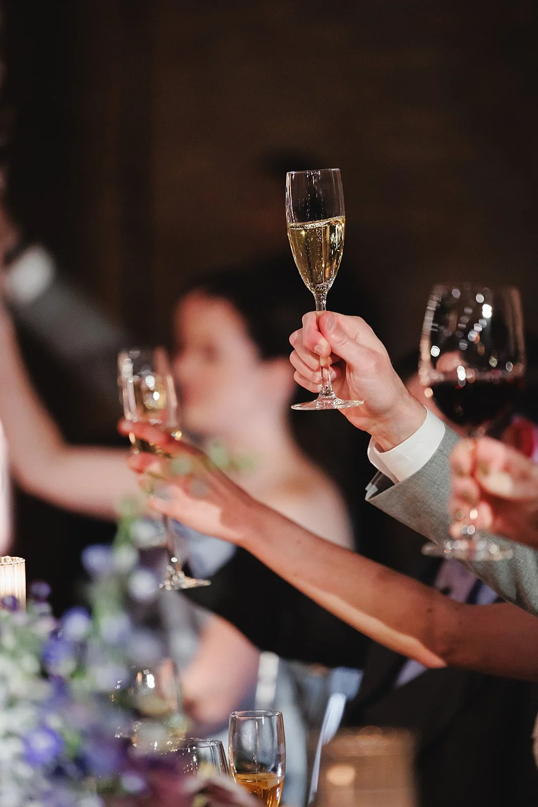toast time at Rockwell on the River at a Chicago wedding