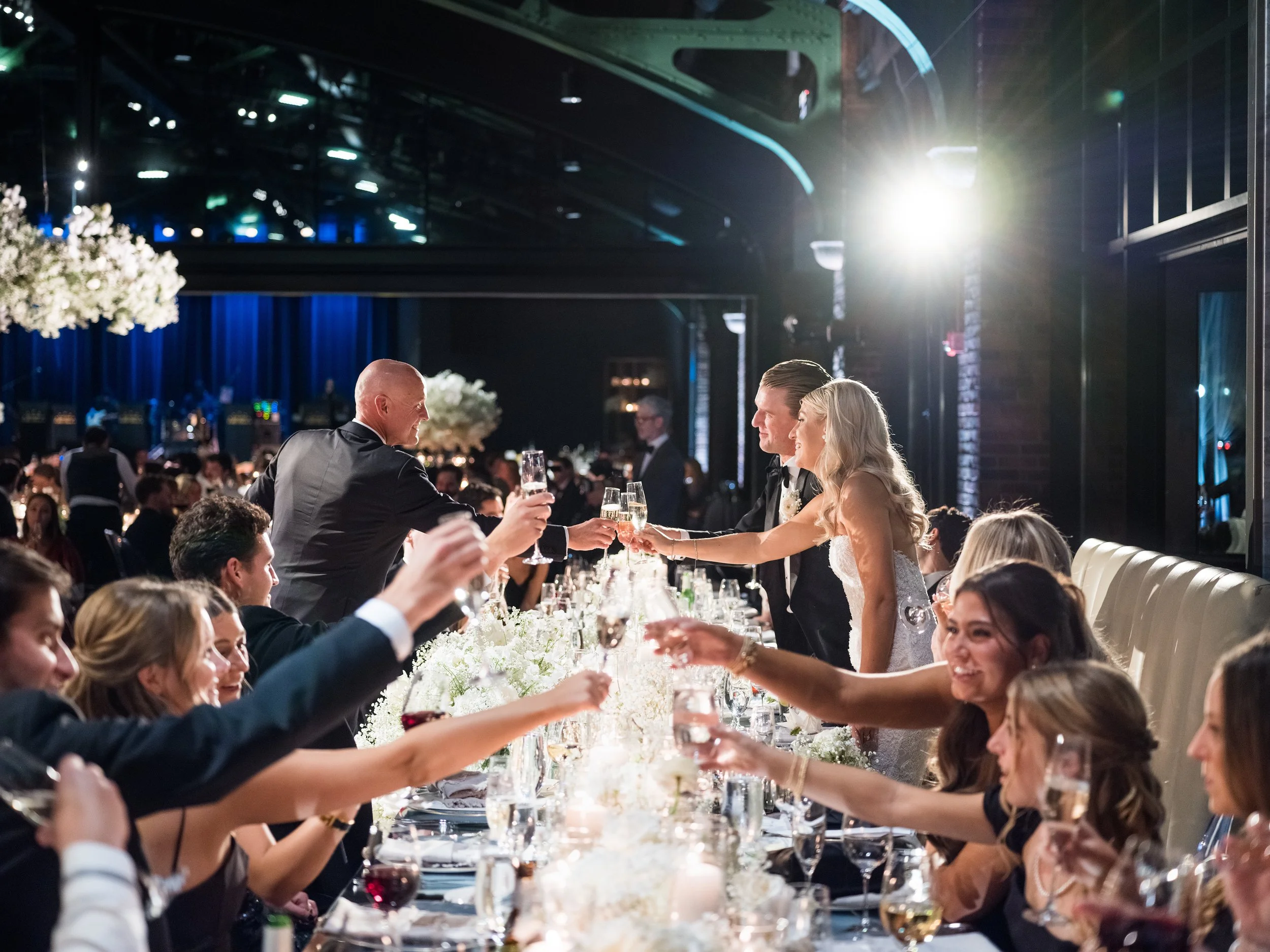 Family toasts at Chicago wedding reception