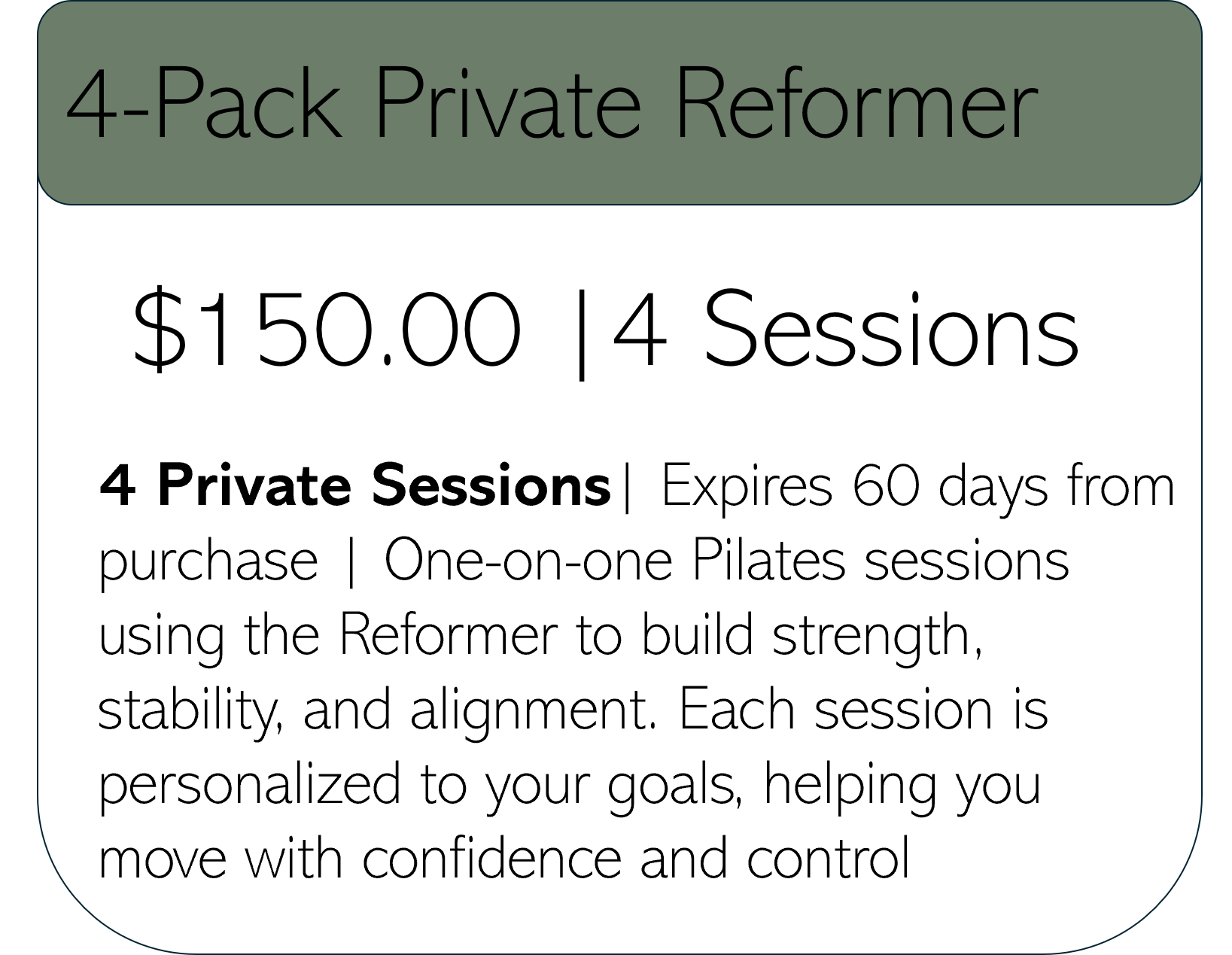 4 Private Reformer Sessions