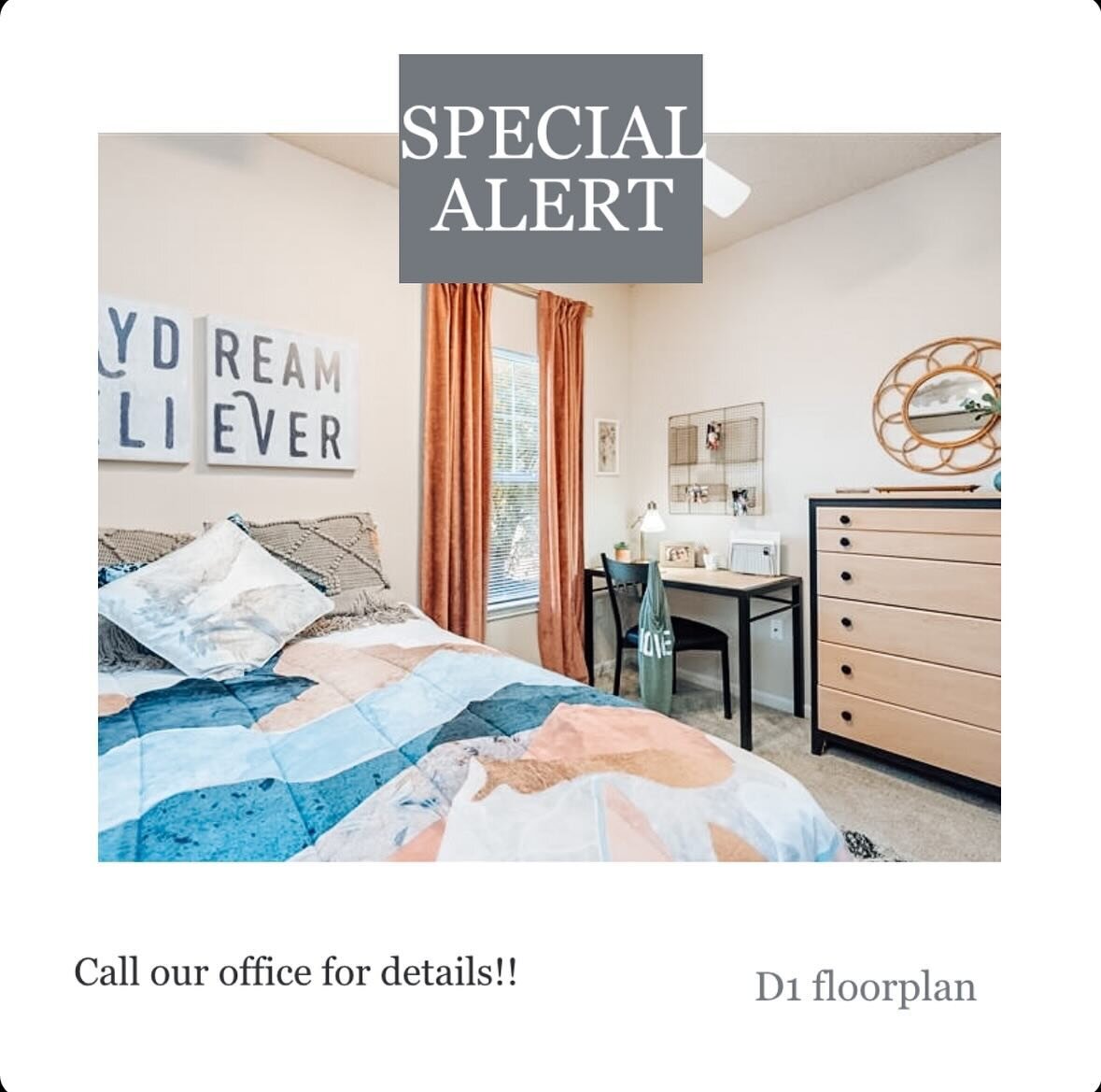 Hey there Knoxville!!

We are running a new special for our D1 floorplan. Give us a call for more details- you DONT want to miss out on this one&hellip;. trust us!!