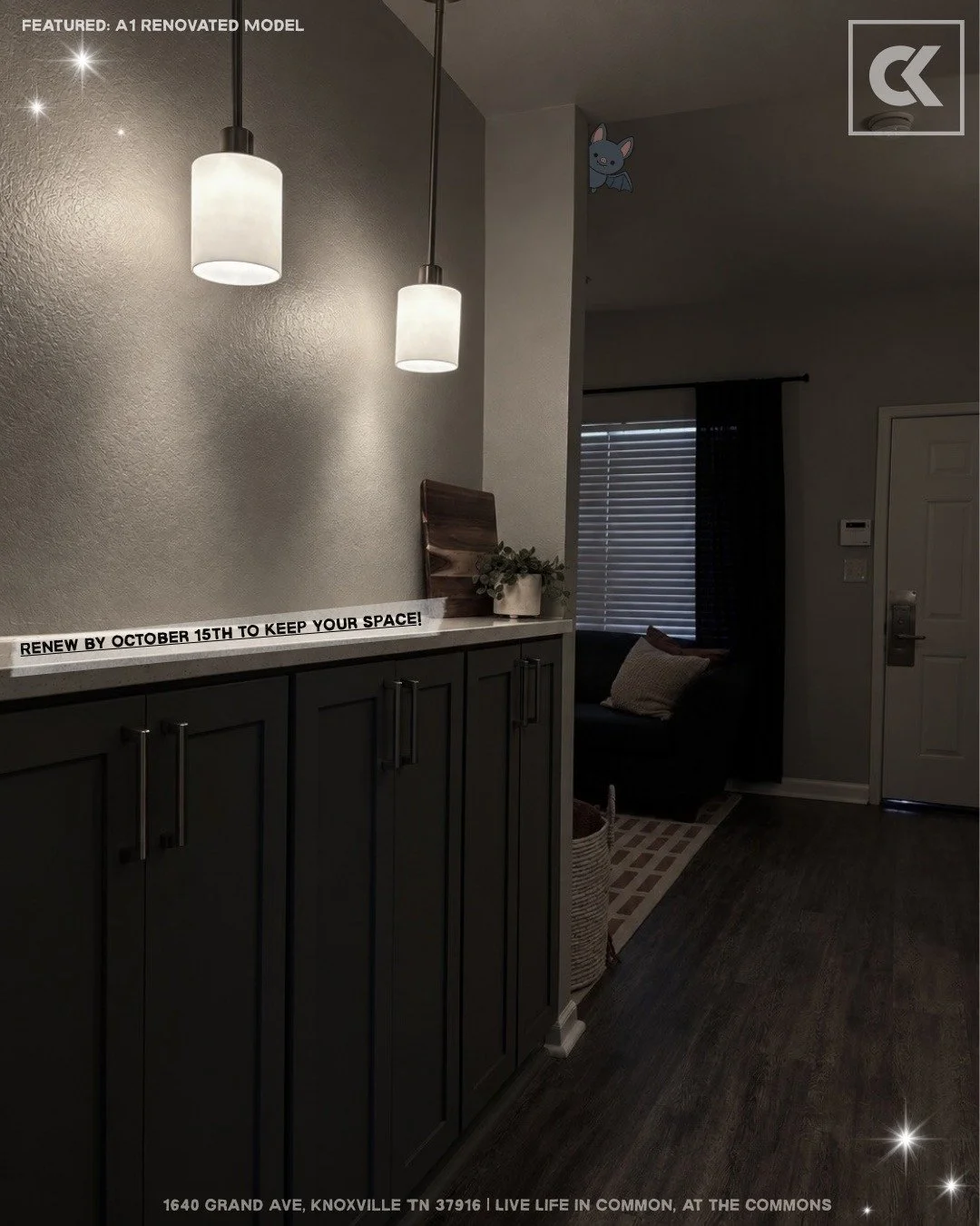 🎃👻 Don't Let Your Spot Disappear Into the Night! 👻🎃

The clock is ticking! ⏰ Renew your lease by October 15th to keep your current bedroom and stay with your favorite roommates for the 2027-2028 lease term. 🏡✨

🎃 Lock in our most affordable ren