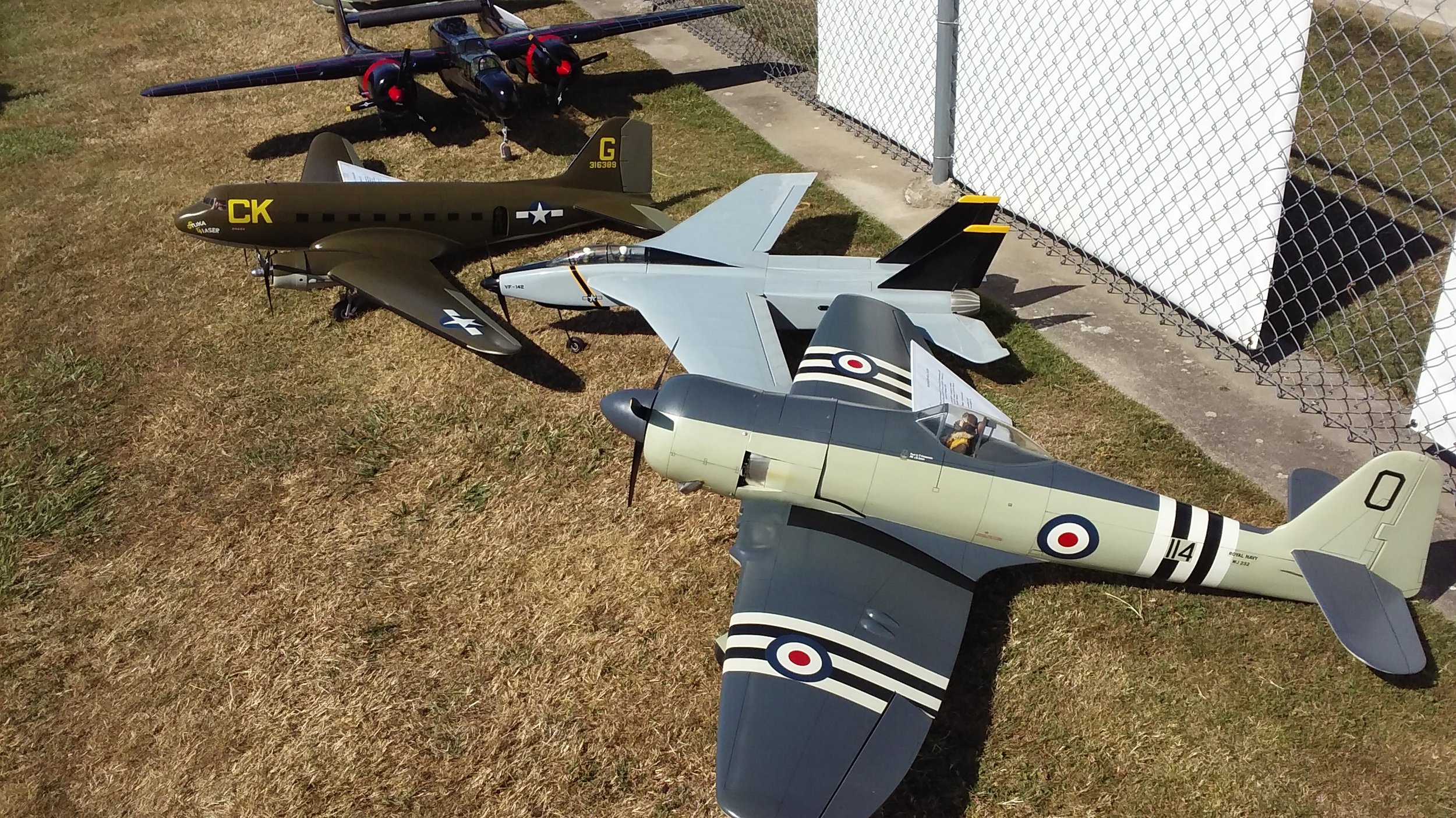 Warbird Fly In  10   .jpg Jay Schoenings Sea Fury, GP Tomcat,C-47,Northrope Black Widow.jpg