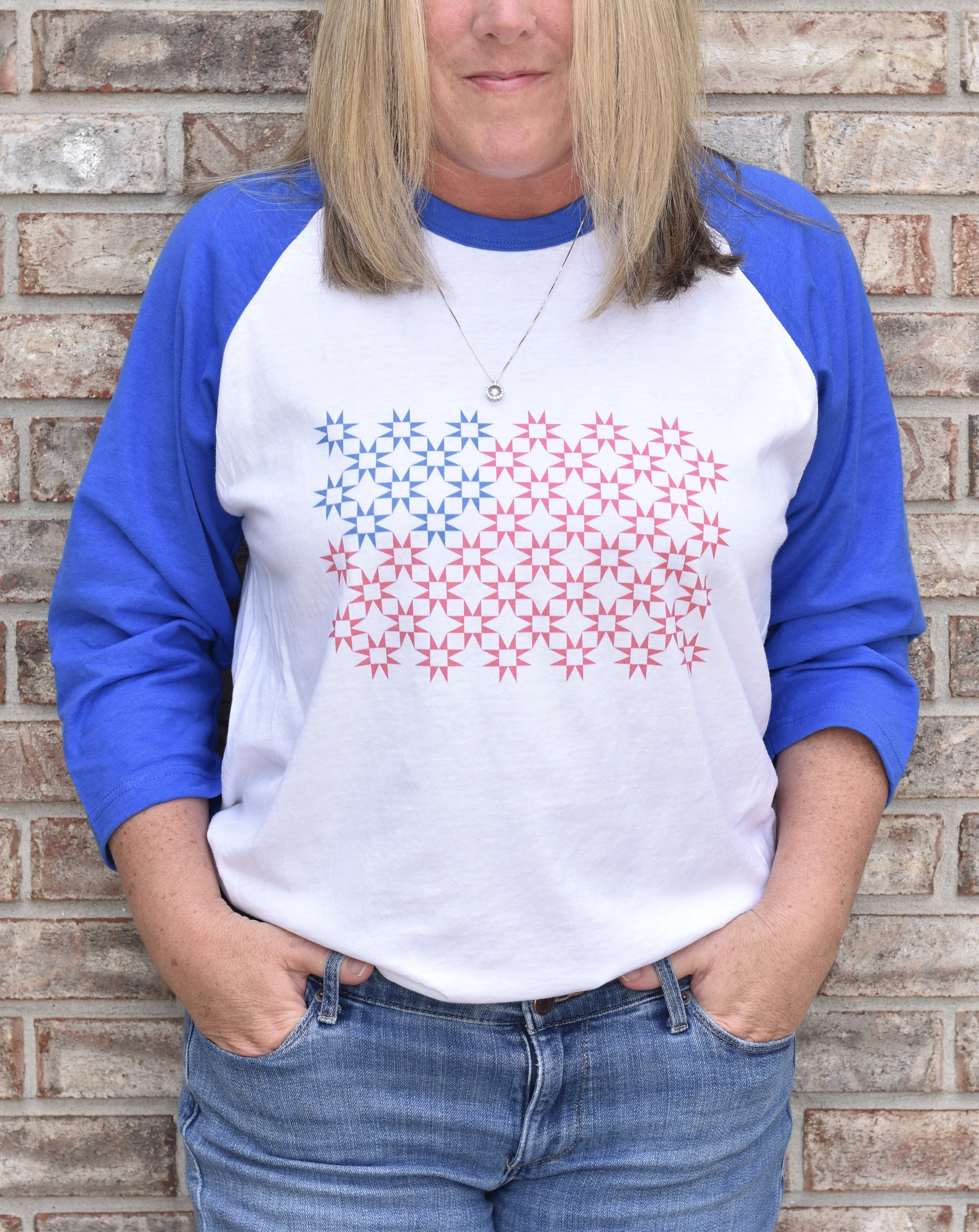Patriotic Seeing Stars 3/4 sleeve raglan shirt