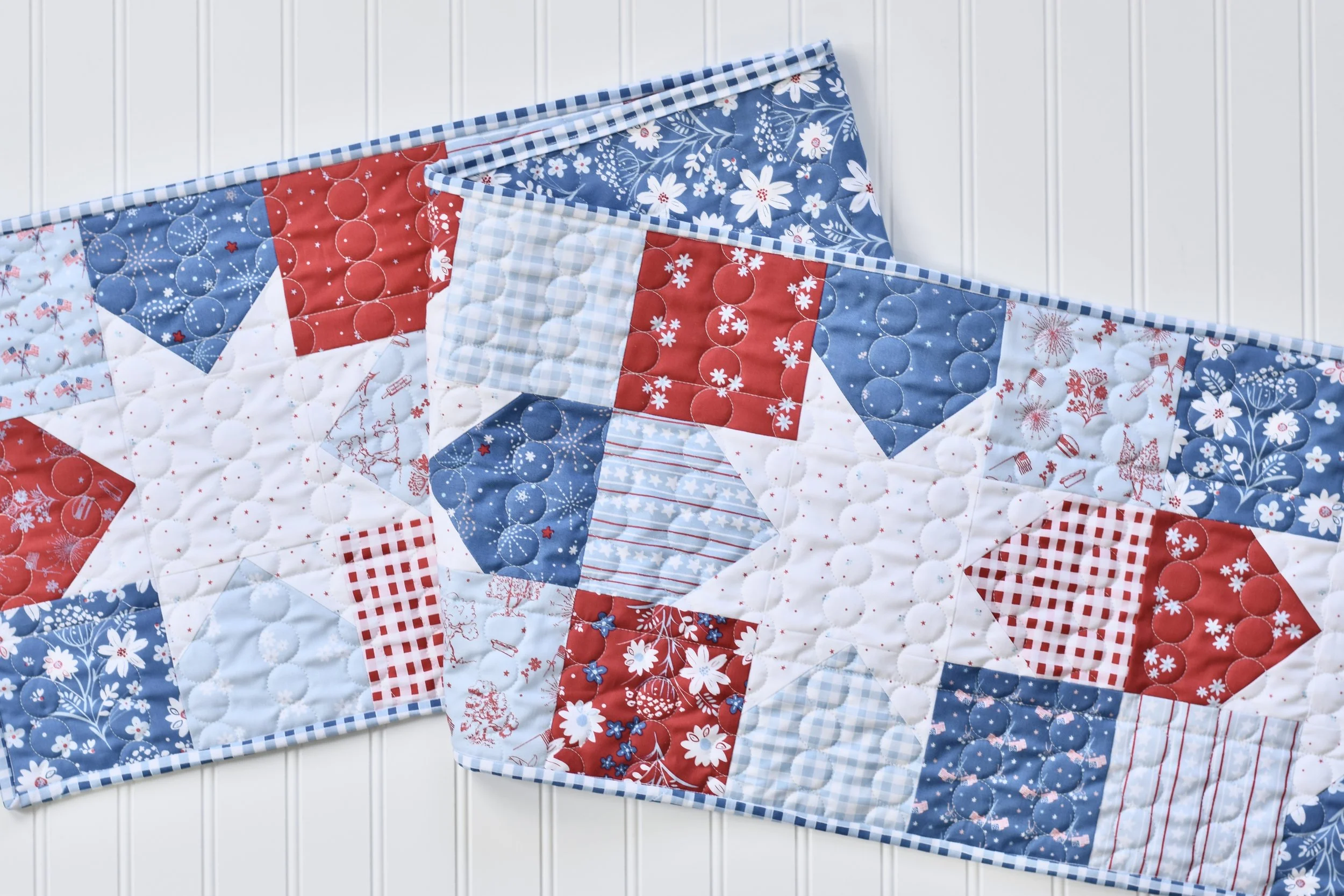 Star Charms table runner by Amanda Castor of Material Girl Quilts